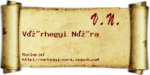 Várhegyi Nóra névjegykártya